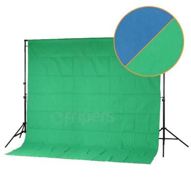Tekstylne tło 2w1 FreePower 3x3m niebiesko-zielone z 4 klipsami